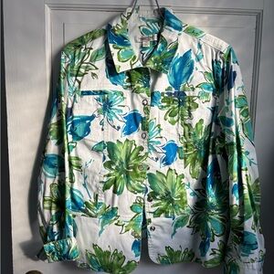 Coldwater Creek Green and Blue Floral Jacket